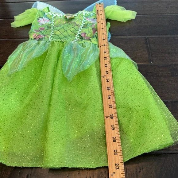 ❤️3/$30 Disney Tinker Bell Green Fairy Costume Dress with Wings - Child XS(4/5) - Picture 8 of 10